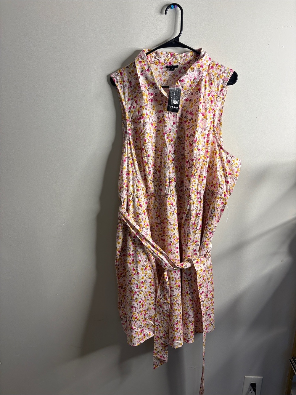 torrid Pink Floral Sleeveless Shirt Dress